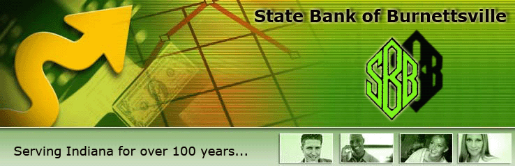 Original State Bank of Burnettsville banner: Serving Indiana for over 100 years.